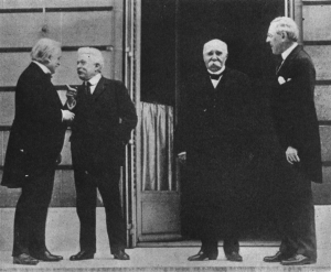 Premiers Lloyd George, Orlando and Cl&eacute;menceau and President Wilson at Paris